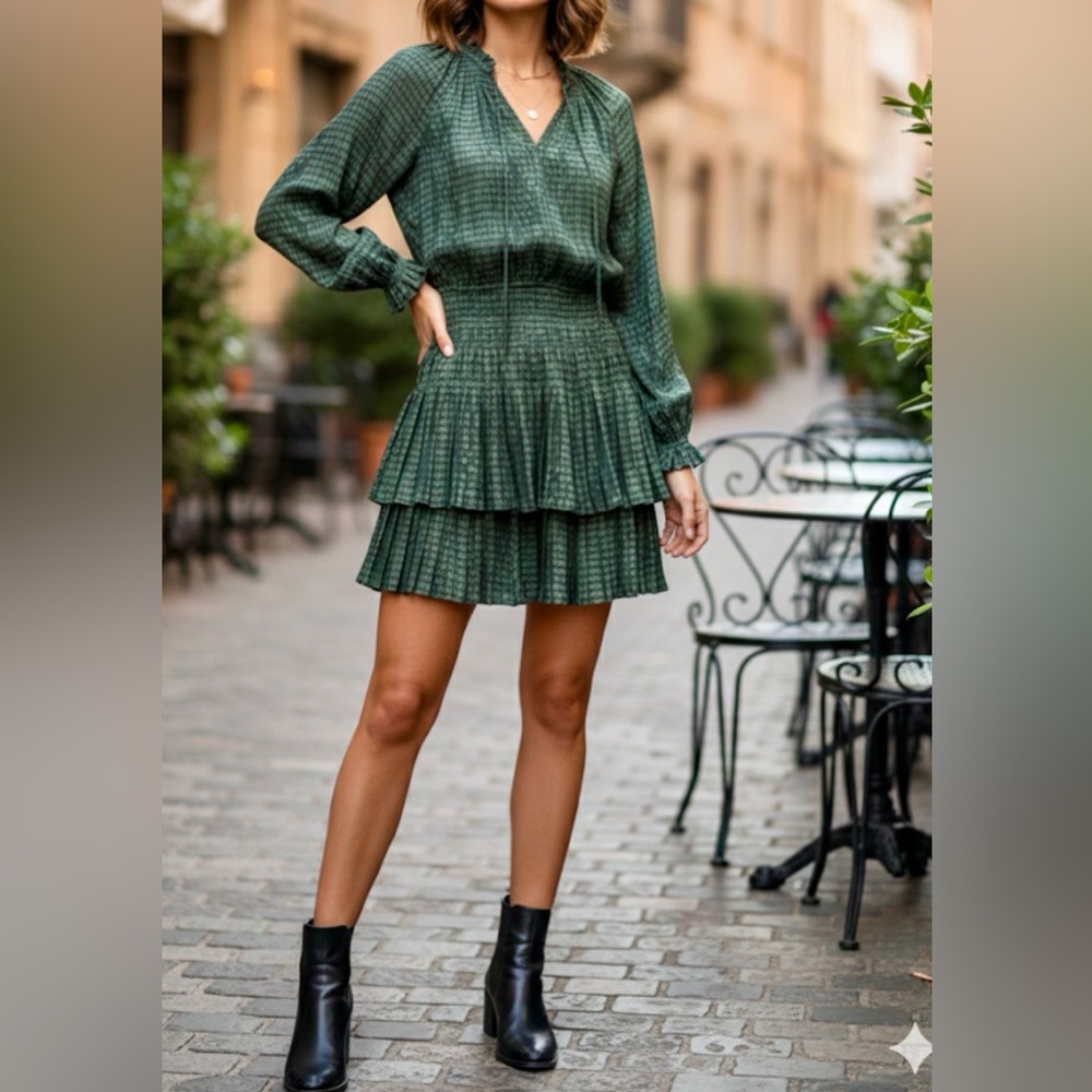 Drop Boutique Chic Green Long Sleeve Dress